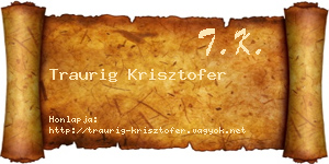 Traurig Krisztofer névjegykártya